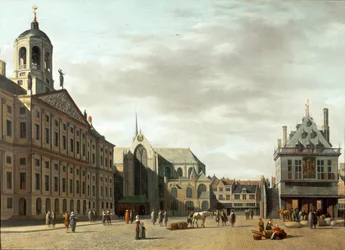 Damgaten og det nye rådhuset i Amsterdam, Nederland …
