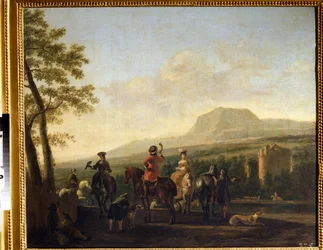 ""Falkejakten"" (falkejakt) Maleri av Gerrit Adriaensz Berckheyde (1638-1698) 1600-tallet Pushkin Museum Moskva