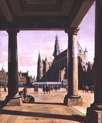 Utsikt over Haarlem med Groote Kerk