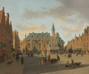 Grote Markt og rådhuset i Haarlem, sett fra øst