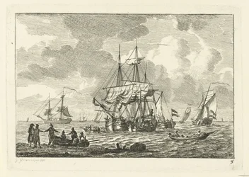 Seascape med tre-master Ulike skip på vannet (serietittel)