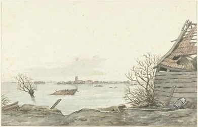 Utsikt over det oversvømmede Ransdorp, februar 1825