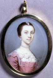 Portrettminiatyr av Rachael Chumley, ca. 1749 (akvarell på elfenben på kort)
