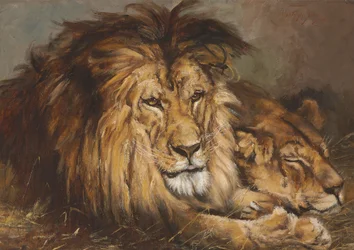 Skisse for "Lion and Lioness Resting", 1899