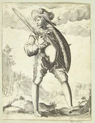 Soldat bevæpnet med sverd og skjold