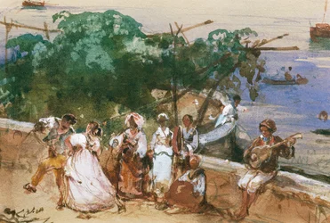 En gate i Posillipo, av Giacinto Gigante