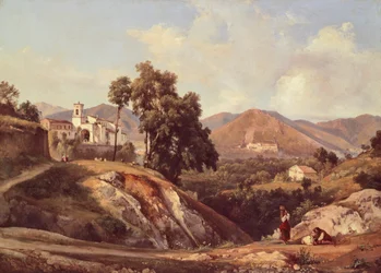 Landskap i Campania-regionen, av Giacinto Gigante (1806-1876), Italia