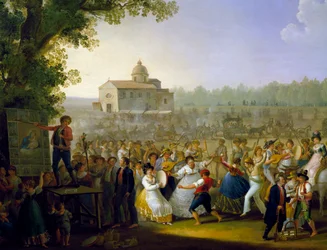 Napolitansk festival for Madonna Dell'Arco, maleri av Giacinto Gigante (1806-1876), Detalj