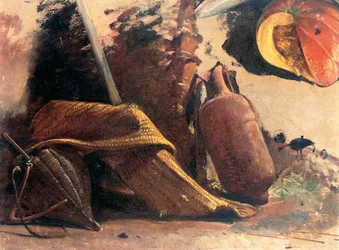 Stilleben med gresskar, ca 1844 (akvarell)
