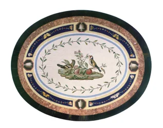 Mikromosaikk bordplate, Roma, sent på 1700-tallet (mosaikk, ormolu-montert ibenholt og sateng)