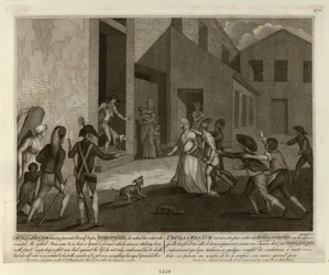 Arrestasjonen av Cécile Renault 22. mai 1794 i leiligheten til Robespierre, ca. 1798.