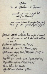 Incipit av manuskriptet til Zibaldone (eller "Pensieri") av Giacomo Leopardi (1798 - 1837). 1817-1832