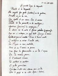 Manuskript av diktet hans «Stilleheten etter stormen» av Leopardi. 1829 (dokumenter)