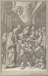 Kristi omskjæring, en gruppe menn, kvinner og engler som omgir ham, du..., 1687-1717.