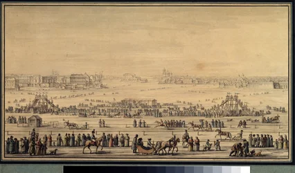 Shakes Escapes glir på Neva i St. Petersburg, ca. 1800 (akvarell på papir)