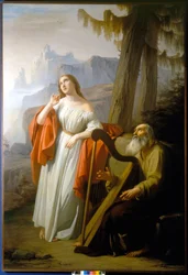 Ossian synger for Malvina bragdene til Carthoon. Maleri av Giacomo Trecourt