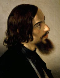 Portrait of painter Scamuzza by Giovanni Trecourt (1812-1882)   1414765   no       norwegian Successfully Translated  Original: "Daddy, what did You do in the Great War?" recruitment poster designed and printed by Johnson, Riddle & Co. Ltd., c.1914 (litho)