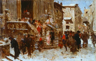 Bryllupet, av Giacomo Di Chirico, olje på lerret