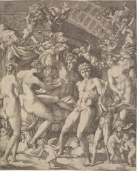 Venus og Mars med amoriner og tre nåder