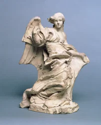 Halvt knelende engel, 1673-74 (lavbrent leire)