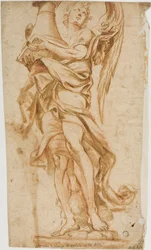 Studie etter Berninis engelskulptur ved Ponte Sant#39;Angelo (rekto); Kopi av Afrikagruppen (verso)