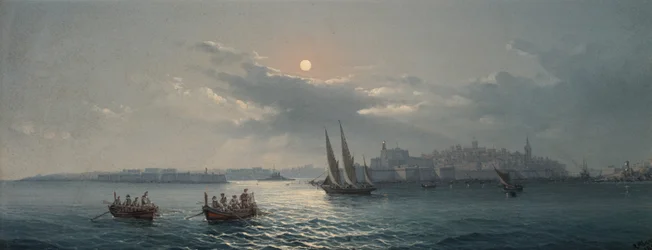 Utsikt over Grand Harbour, Valletta, 1885