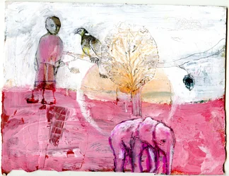 Wood Pigeon and Elephant, 2014 (blandet media)