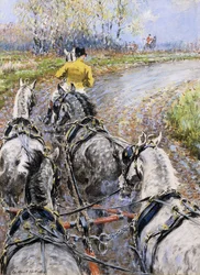 «The Kings Highway», studie fra kuskesetet på den gamle Berkeley-vognen; forspannshesten trekker oss opp Reigate Hill