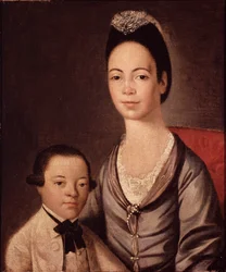 Fru Aaron Lopez og sønnen hennes Joshua