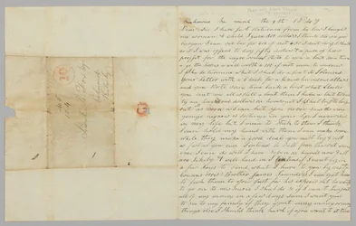 Brev til Samuel Fox fra Giles Saunders angående slavehandel, 9. mars 1847.