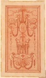 Design for et dekorativt panel (med nymfer og kranser)