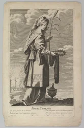 Samian Sibyl, ca. 1635. Skapere: Gilles Rousselet, Abraham Bosse.