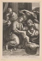 Hellig familie med Elizabeth, døperen Johannes og engler