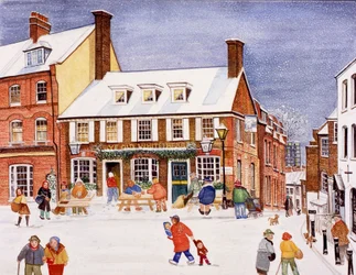 The White Bear, Hampstead, 1990 (akvarell på papir)