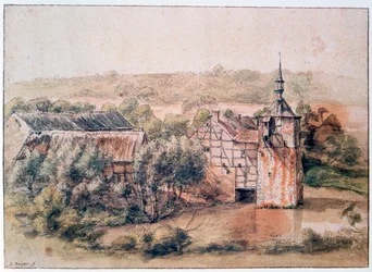 Landskap med hus, c1643-1687