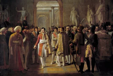 Keiser Napoleon I (1769-1821) mottar hærens utsendinger etter sin kroning 8. desember