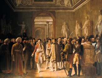 Napoleon mottok hærens varamedlemmer ved Louvre.., 8. desember 1804, 1808