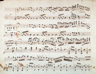 Første side med noteark for den reduserte symfonien for pianoet til Otello, opera av Gioacchino Rossini