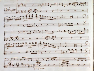 Side med partitur til symfonien til The turk in Italy av Gioacchino Rossini