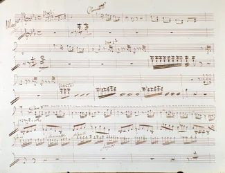 Side med partitur av fiolin for symfoni i Askepott, eller Goodness Triumphant av Gioacchino Rossini