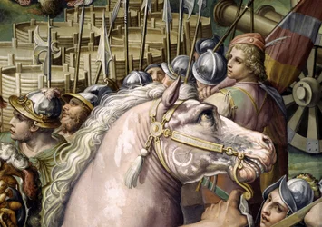 Erobringen av Pisa (detalj). Freske av Giorgio Vasari og hans studio (1511–1574). Palazzo Vecchio (Fem hundre-hallen)