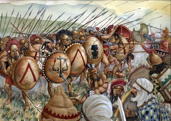 Slaget ved Thermopylene: Spartanernes hær under Leonidas I kjemper mot perserne i 480 f.Kr.