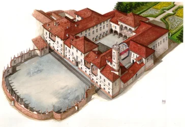 Utsikt over palasset Arese Borromeo, bygget på 1600-tallet, i Cesano Maderno, Italia