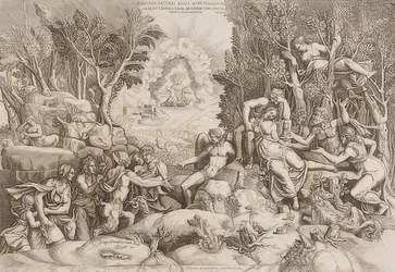 Cephalus sørger over Prokris (basert på en tegning av Giulio Romano, se bilde nummer 27883)