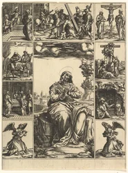 The Virgin of Sorrows, et bilde av Jomfru Maria omgitt av ni vignetter som viser..., ca. 1575.