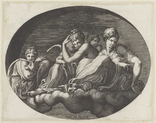 Venus, to gudinner og to putti Ovale takmalerier i Galerie d