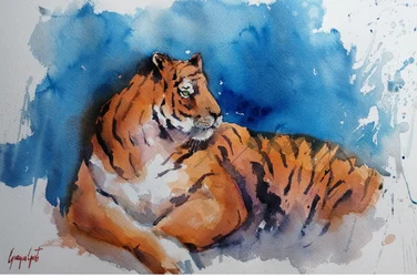 Majestetisk tiger i akvarell