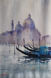 Gondoler i Venezia – en tåkete morgen