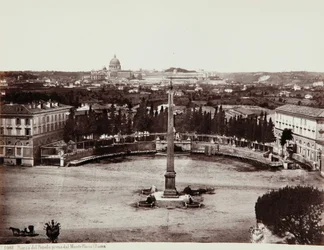 Utsikt over Piazza del Popolo fra Pincio (eller Pinciano Hill), Roma
