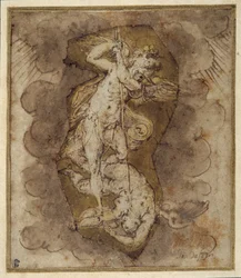 Tegning for englene i St. Mikaels hvelv, ca. 1511–74 (penn, blekk og vasking)